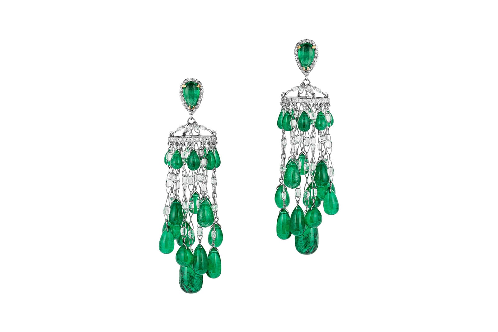  Piranesi emerald cabochon and diamond earrings 