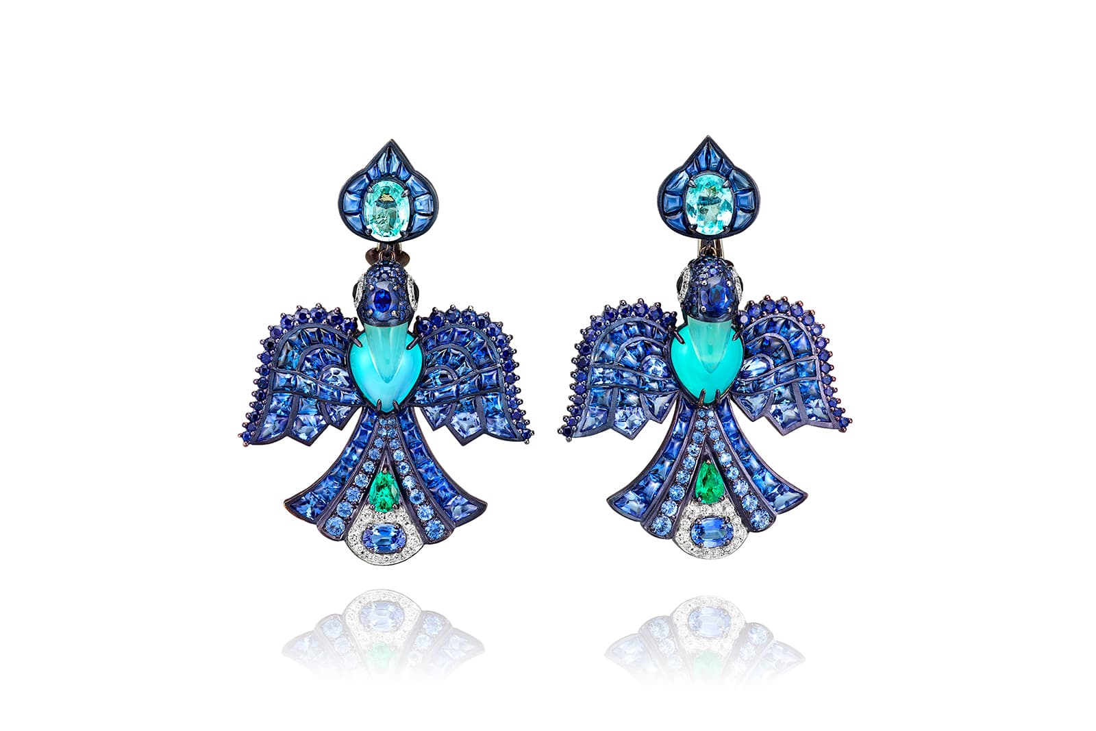  Lydia Courteille bird-inspired earrings with sapphires 