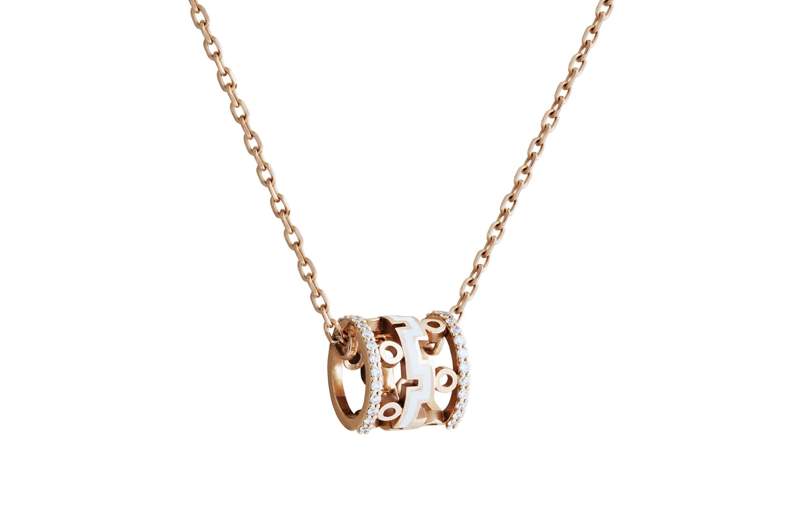  Gismondi 1754 Dedalo 2020 rose gold and diamond necklace with white ceramic 