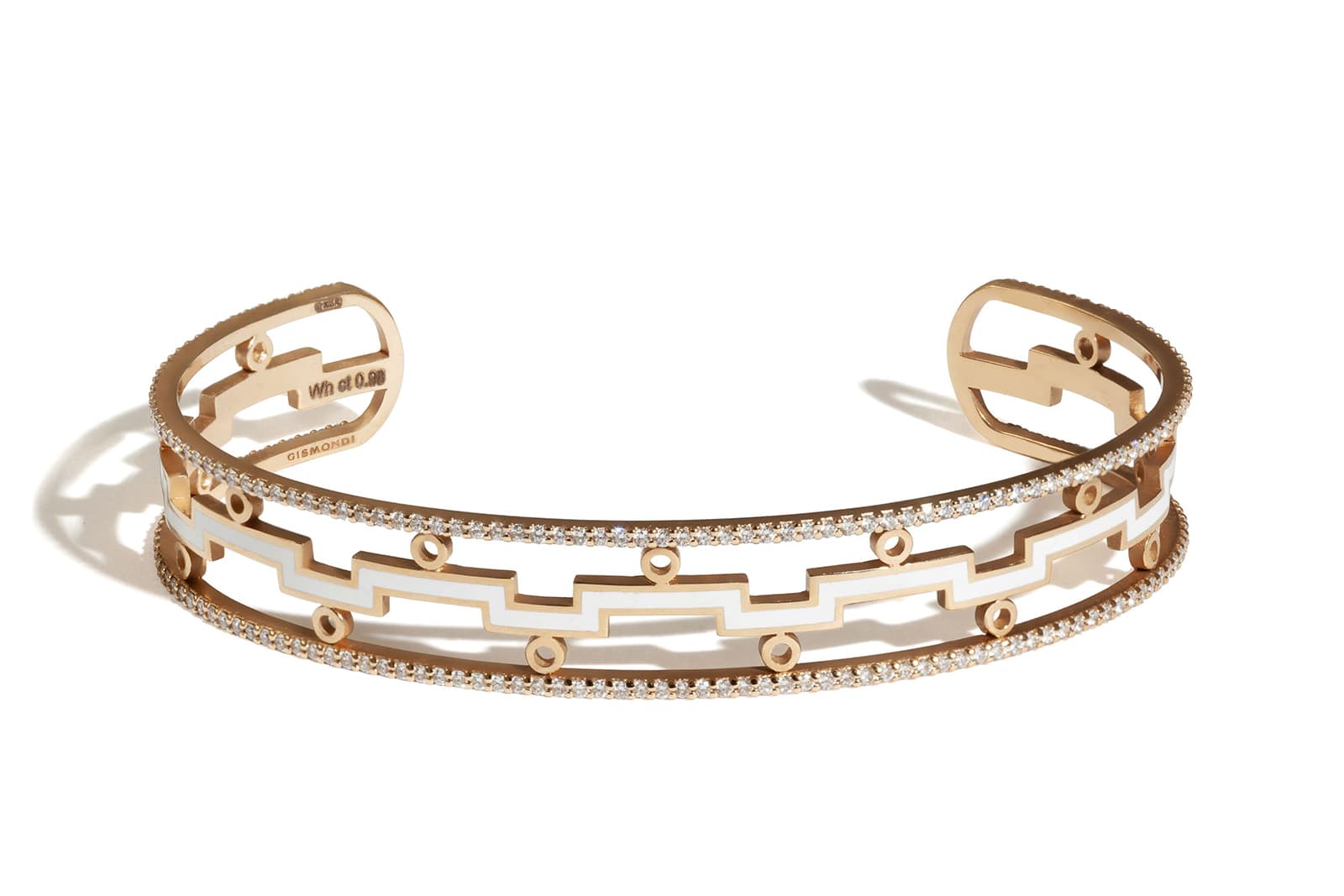  Gismondi 1754 Dedalo 2020 rose gold bracelet with diamonds and white ceramic 