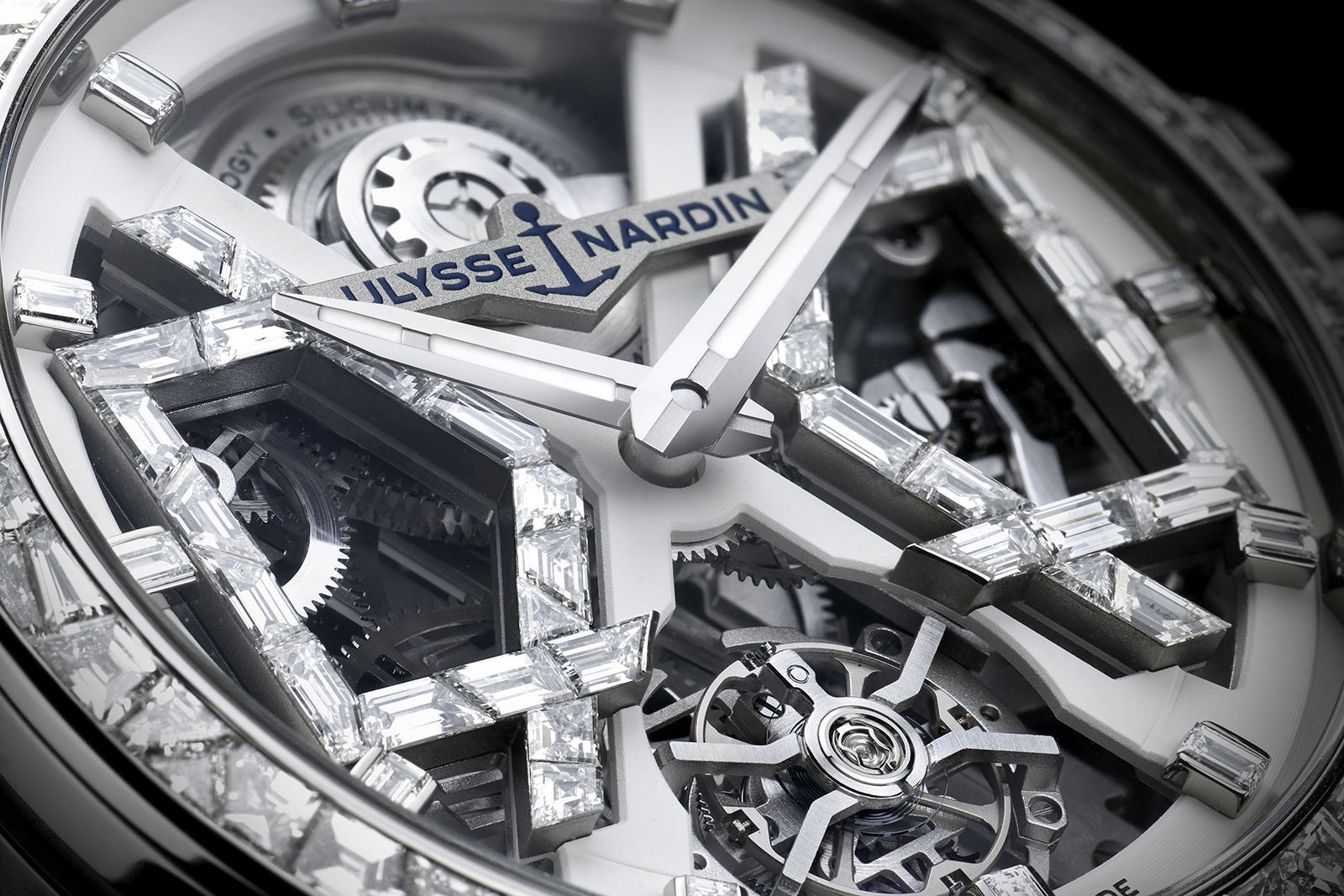 Ulysse Nardin Sparkling Blast High Jewellery timepiece with the brand's 'X' shape on the dial