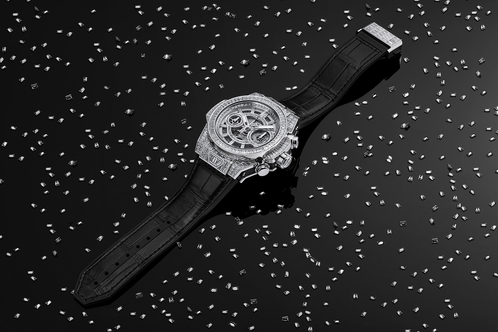 Hublot Big Bang Unico High Jewellery watch with 334 invisible-set baguette-cut diamonds