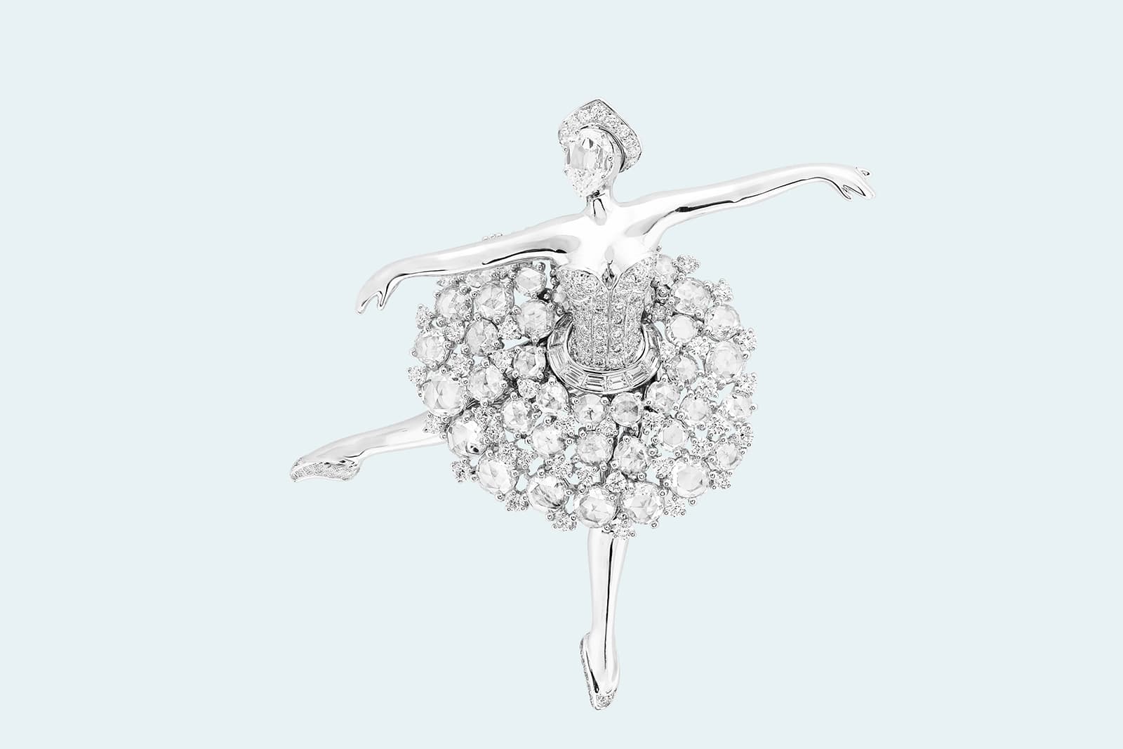  Van Cleef & Arpels ballerina brooch with multiple cuts of white diamonds 