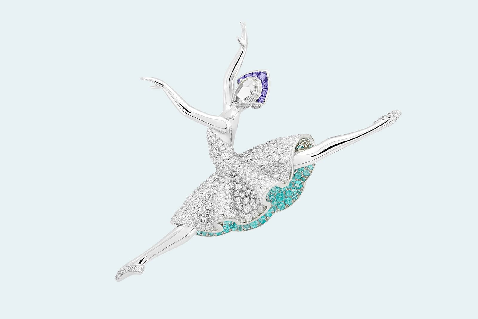  Van Cleef & Arpels leaping ballerina brooch with Paraiba tourmalines and tanzanites 
