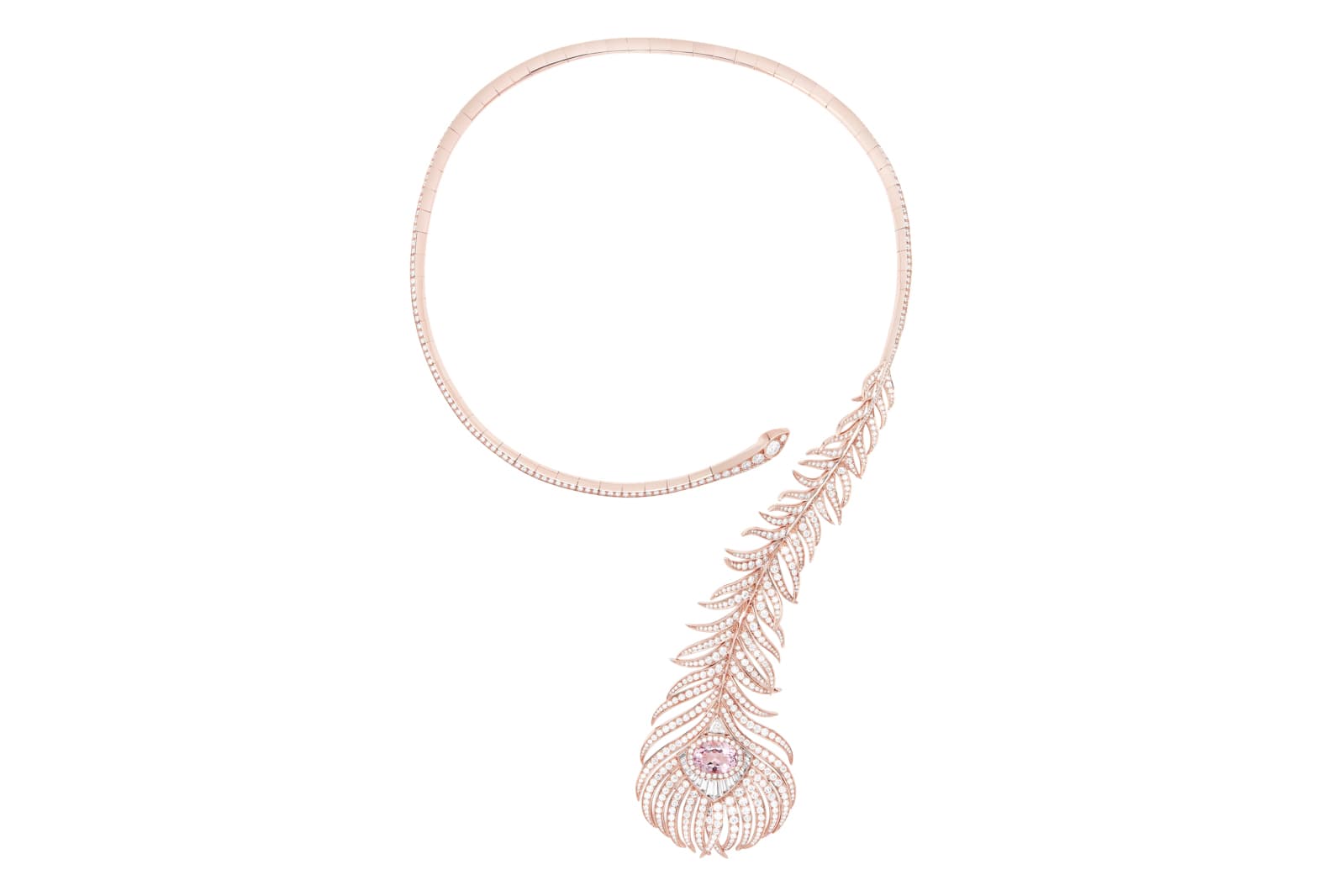  Boucheron Point d’Interrogation Plume de Paon collar necklace with a 12.41-carat pink tourmaline
