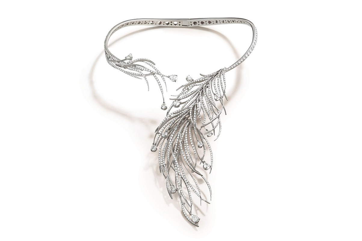  The Charleston  collar necklace in the shape of an elaborate feather by Damiani 