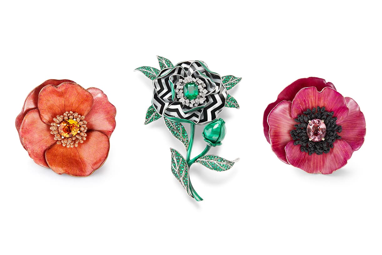  A trio of flower-inspired jewelled brooches by Boucheron 