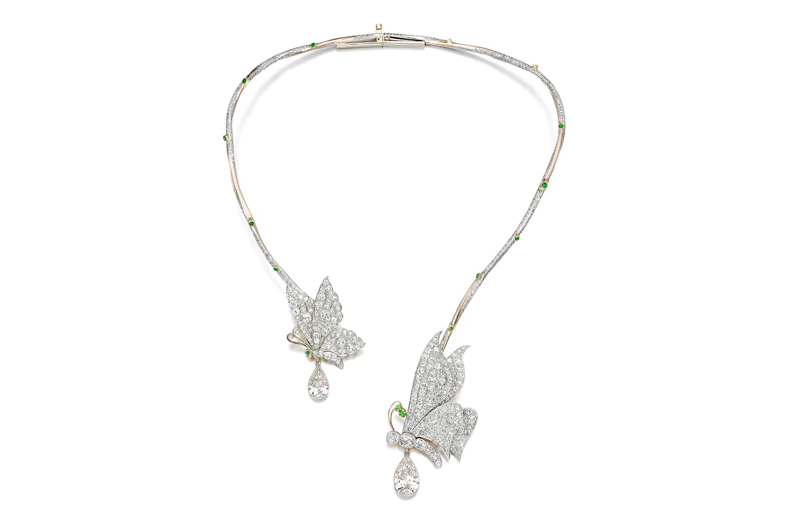  Eliane Fattal x Sotheby's Diamonds 'Butterflies' necklace with diamonds and demantoid garnets in gold and platinum