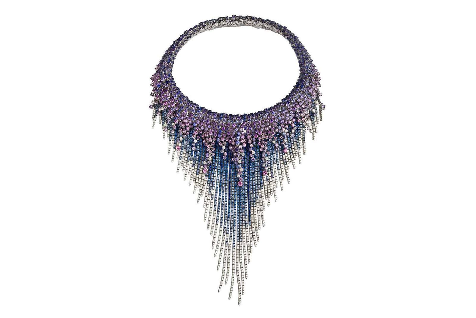  Damiani Medusa necklace with diamonds and sapphires in white gold 