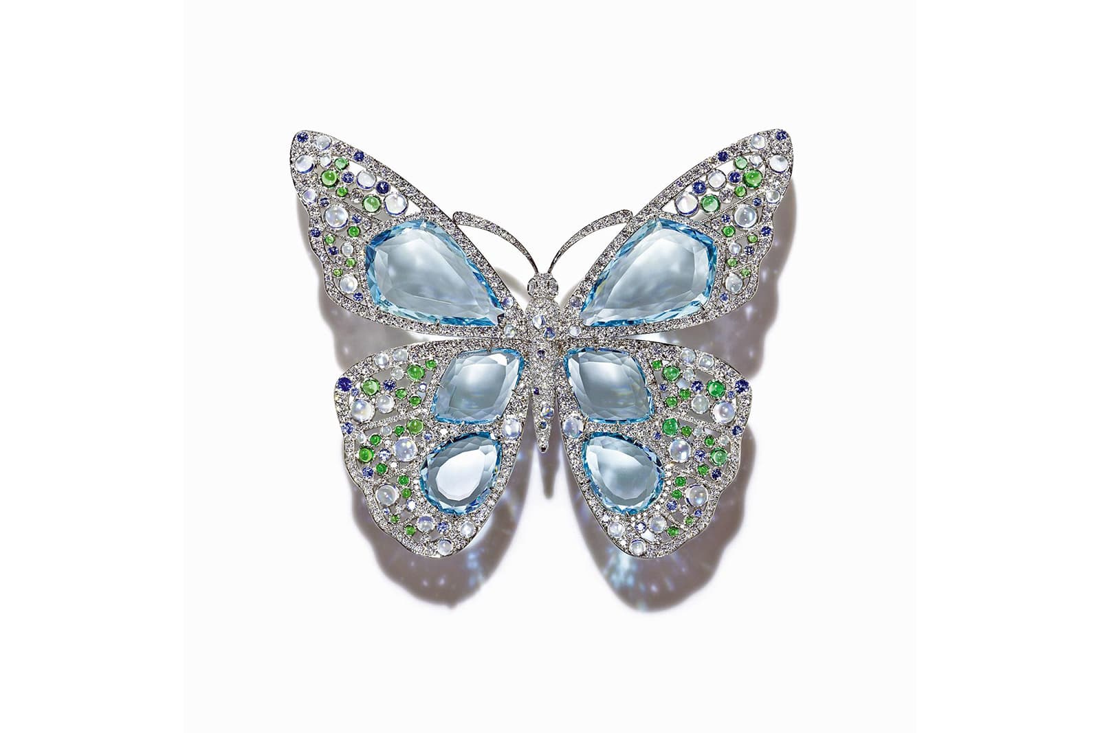 Tiffany & Co. aquamarine, diamond, moonstone, tsavorite and sapphire brooch from the 2015 Blue Book collection