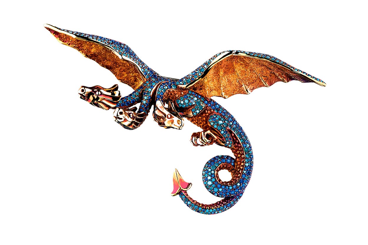  Jewellery Theatre three-headed dragon brooch inspired by Russian fairy tales 