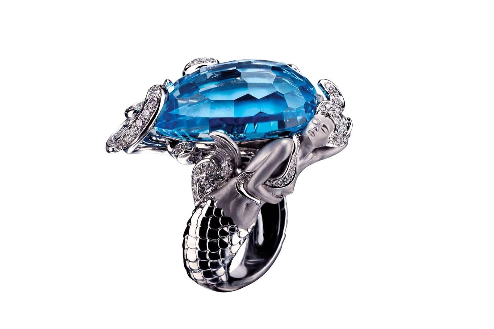  Magerit mermaid ring from the Elements collection in shades of blue, silver and grey