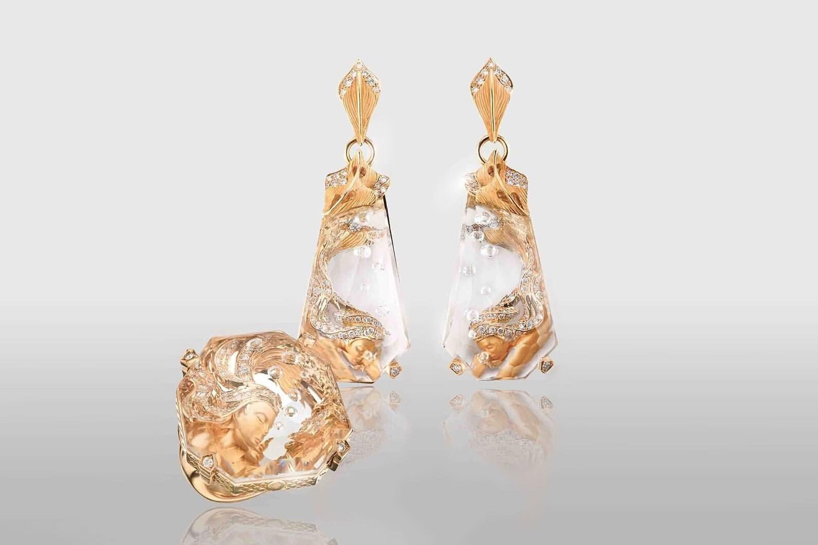  Magerit mermaid-inspired earrings and ring from the Atlantis collection 