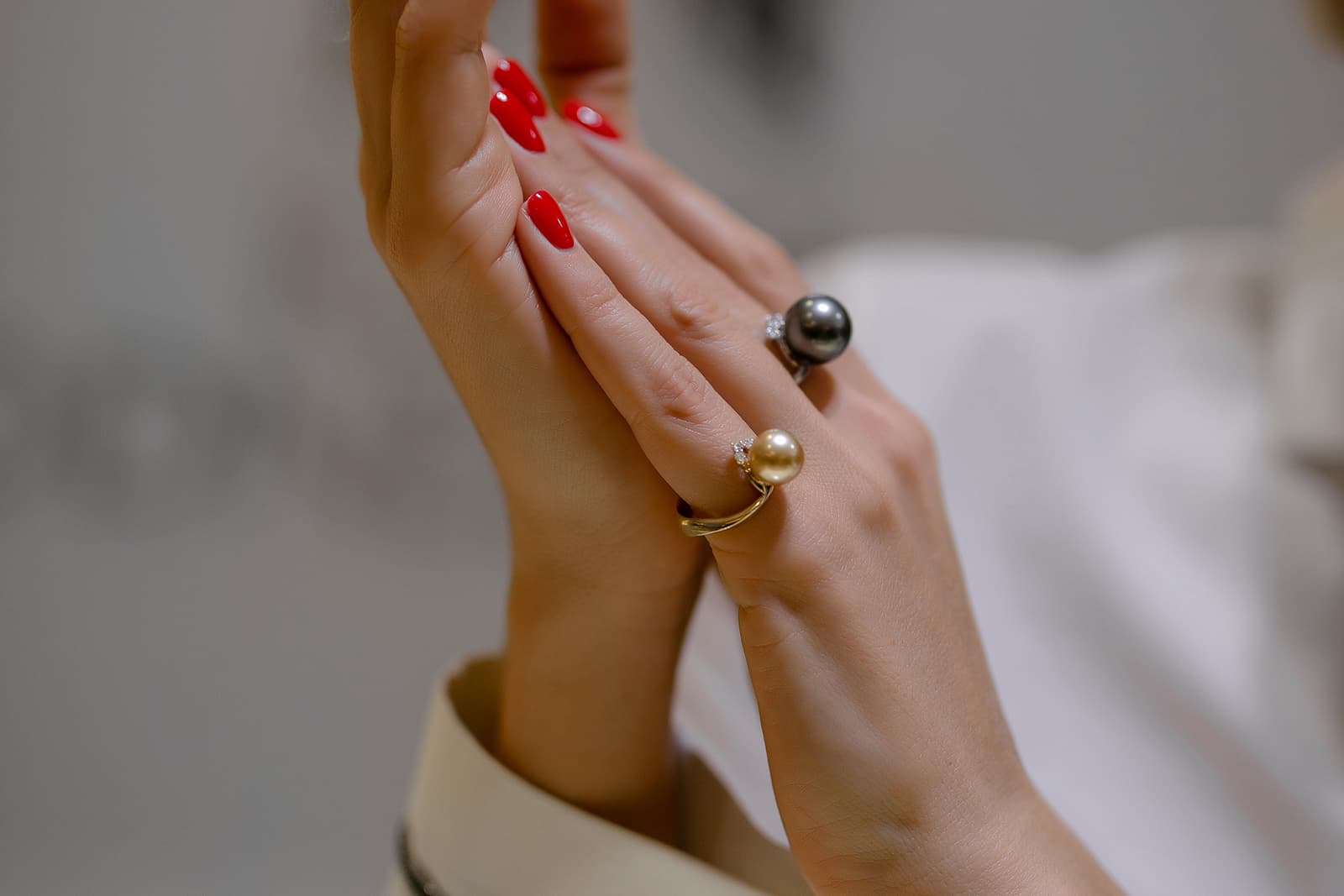  Podnebesnaya and Podnebesny Daily Pearls collection rings with Tahitian and gold pearls