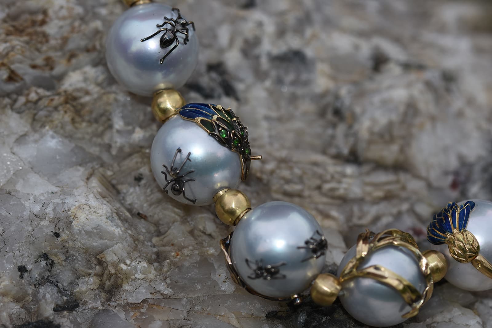 Ekaterina Kostrigina necklace with South Sea pearls and enamel