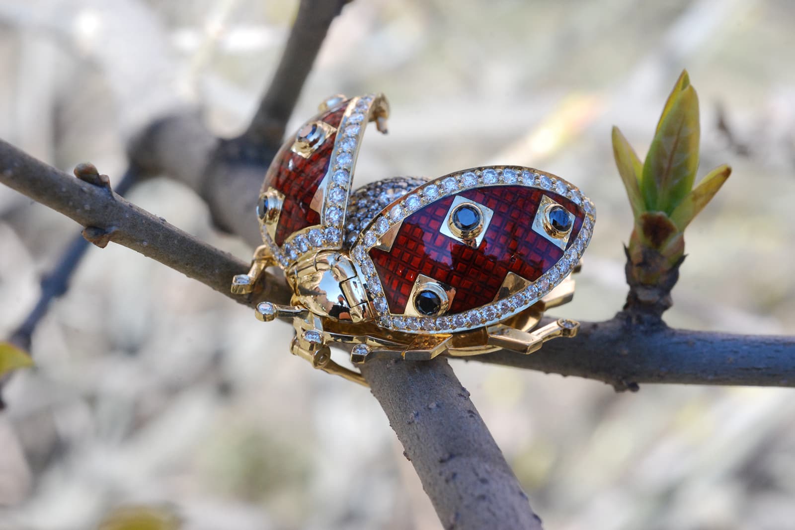 Ekaterina Kostrigina brooch with hot enamel inspired by the ladybug