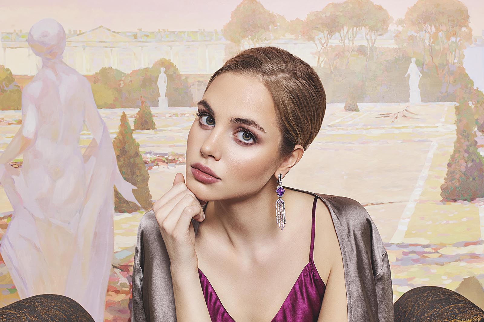  Chamovskikh Florence earrings with amethysts and diamonds