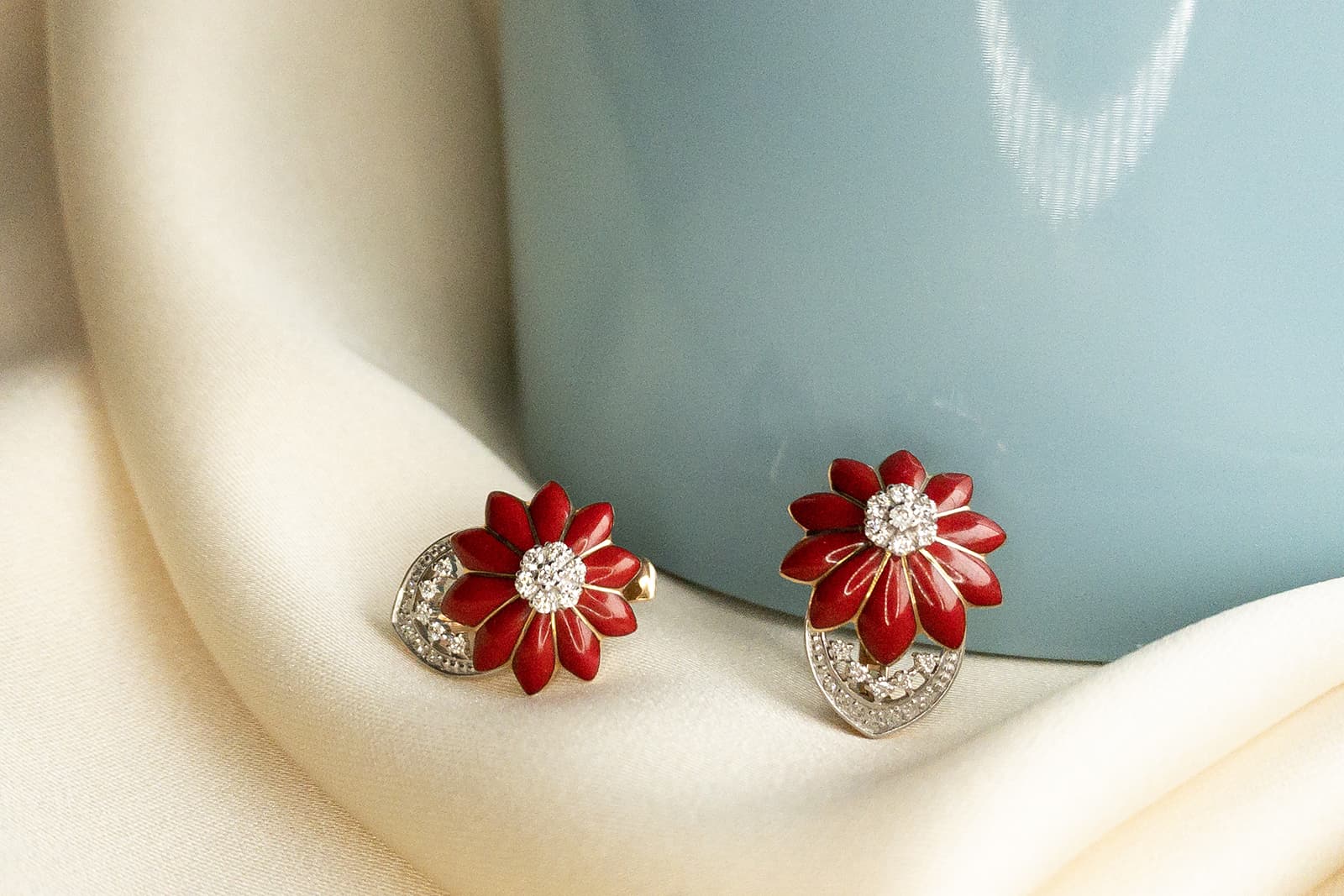  Kabarovsky earrings with diamonds and enamel