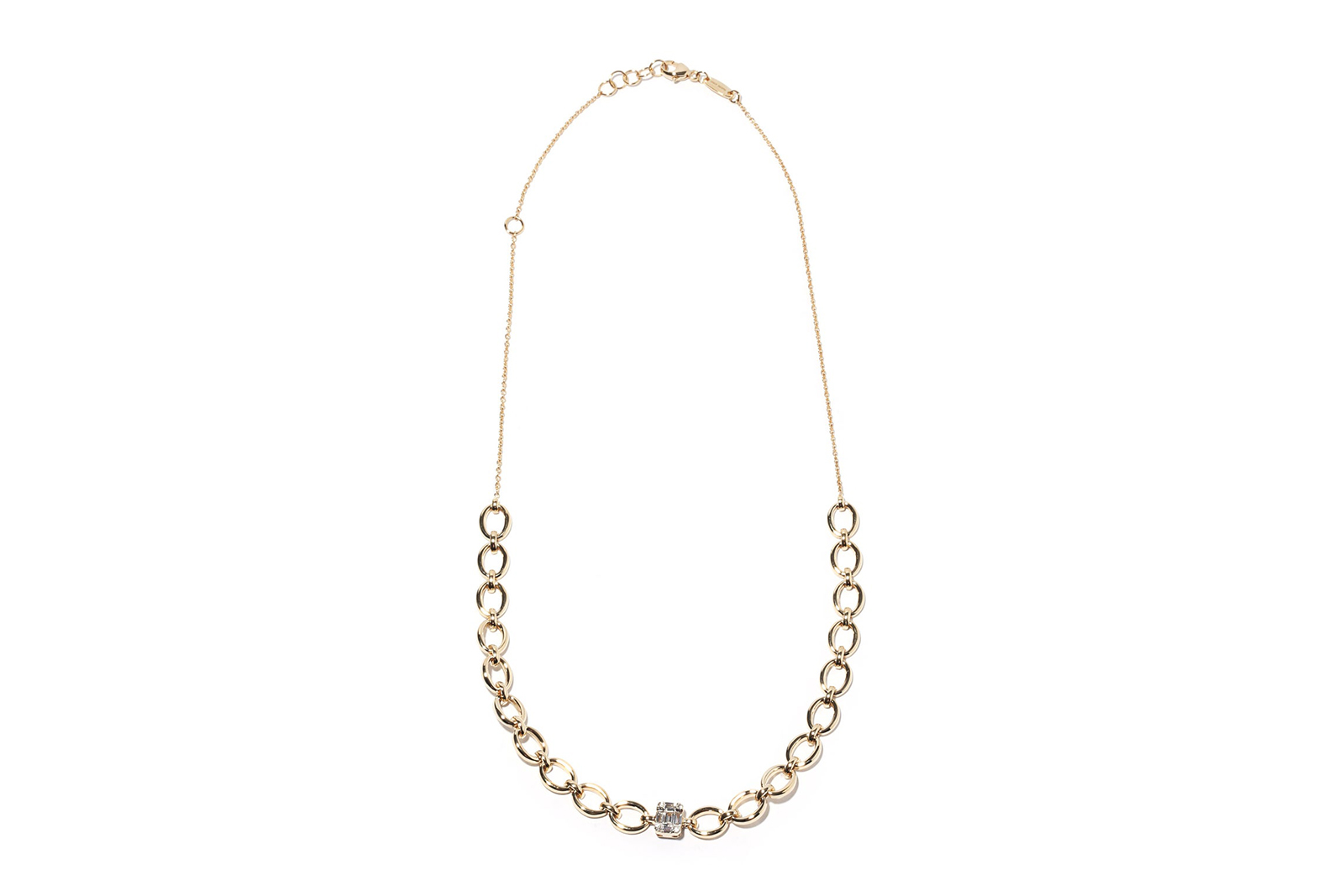  The Catena Illusion chain necklace by Nadine Aysoy, crafted in 18k yellow gold and diamonds