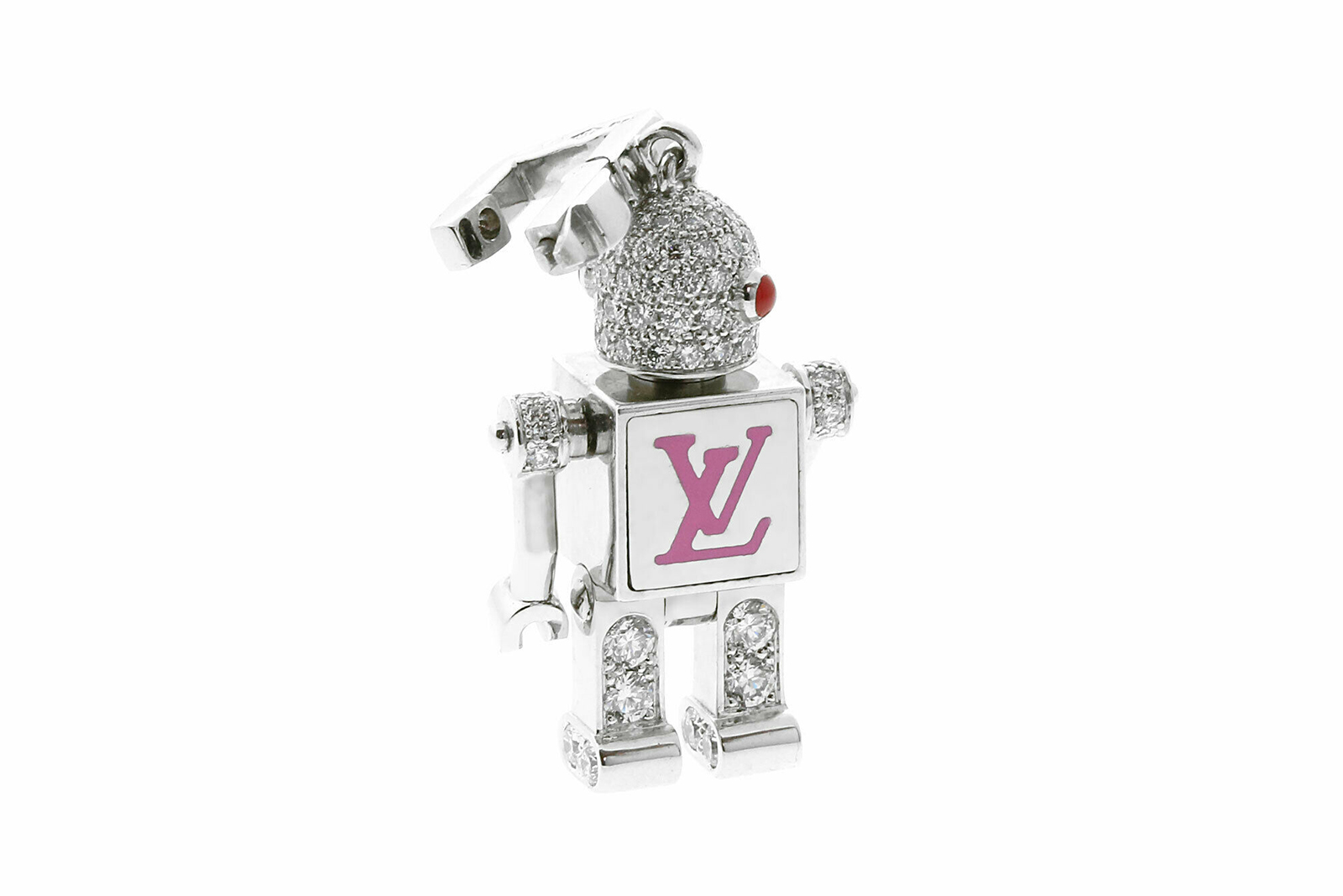  Louis Vuitton Robot pendant charm with diamonds and enamel detail 