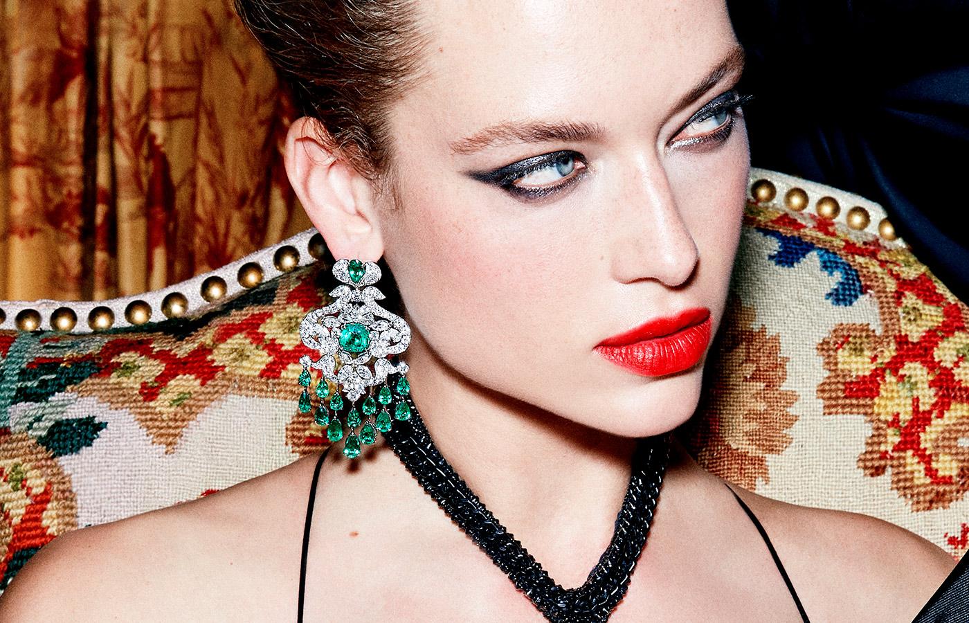 ORLOV Classic Chandelier emerald and diamond earrings 