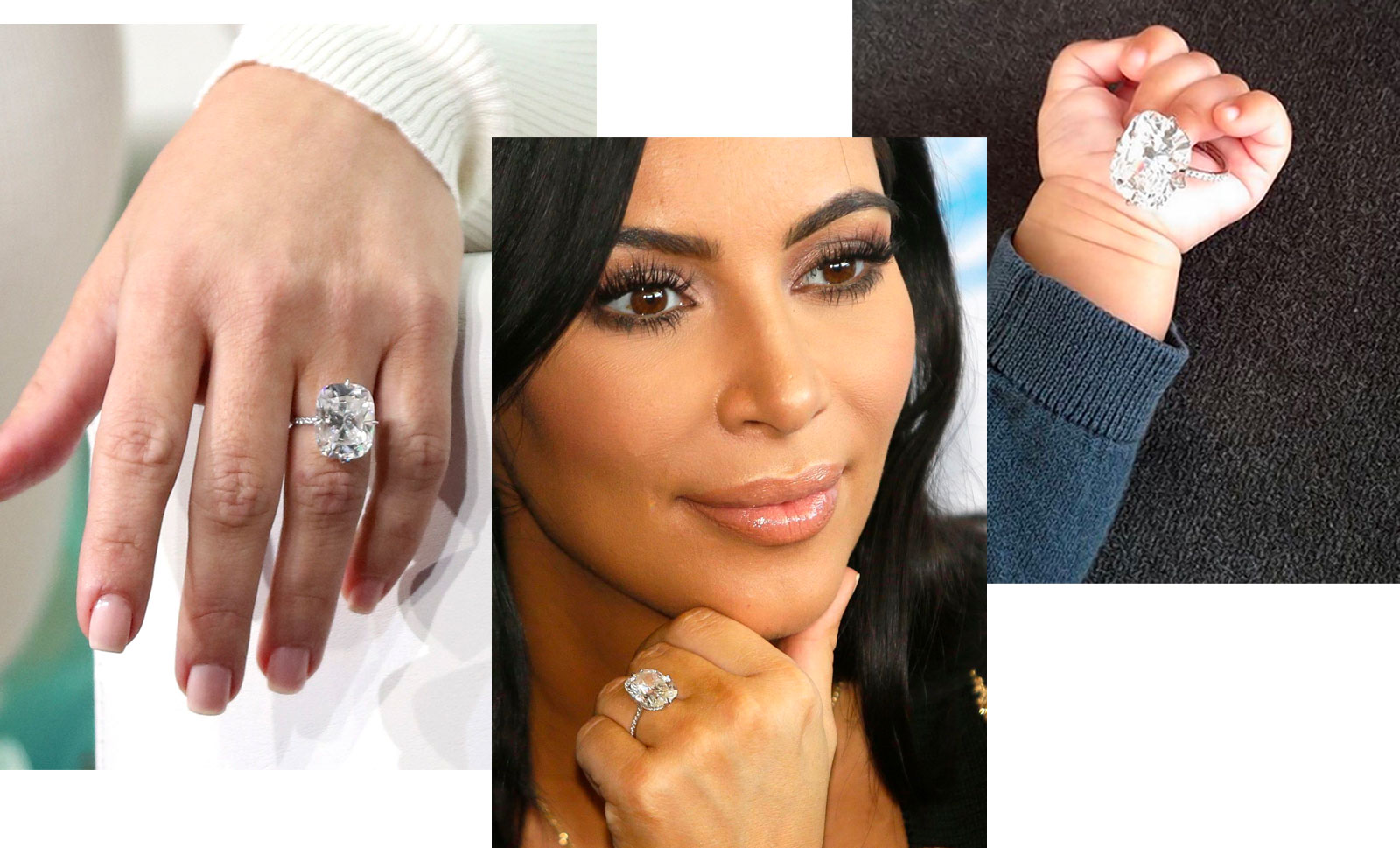 Kim Kardashian's cushion-cut engagement ring was purchased to replace the 15 carat emerald-cut engagement ring stolen from her in Paris in 2016