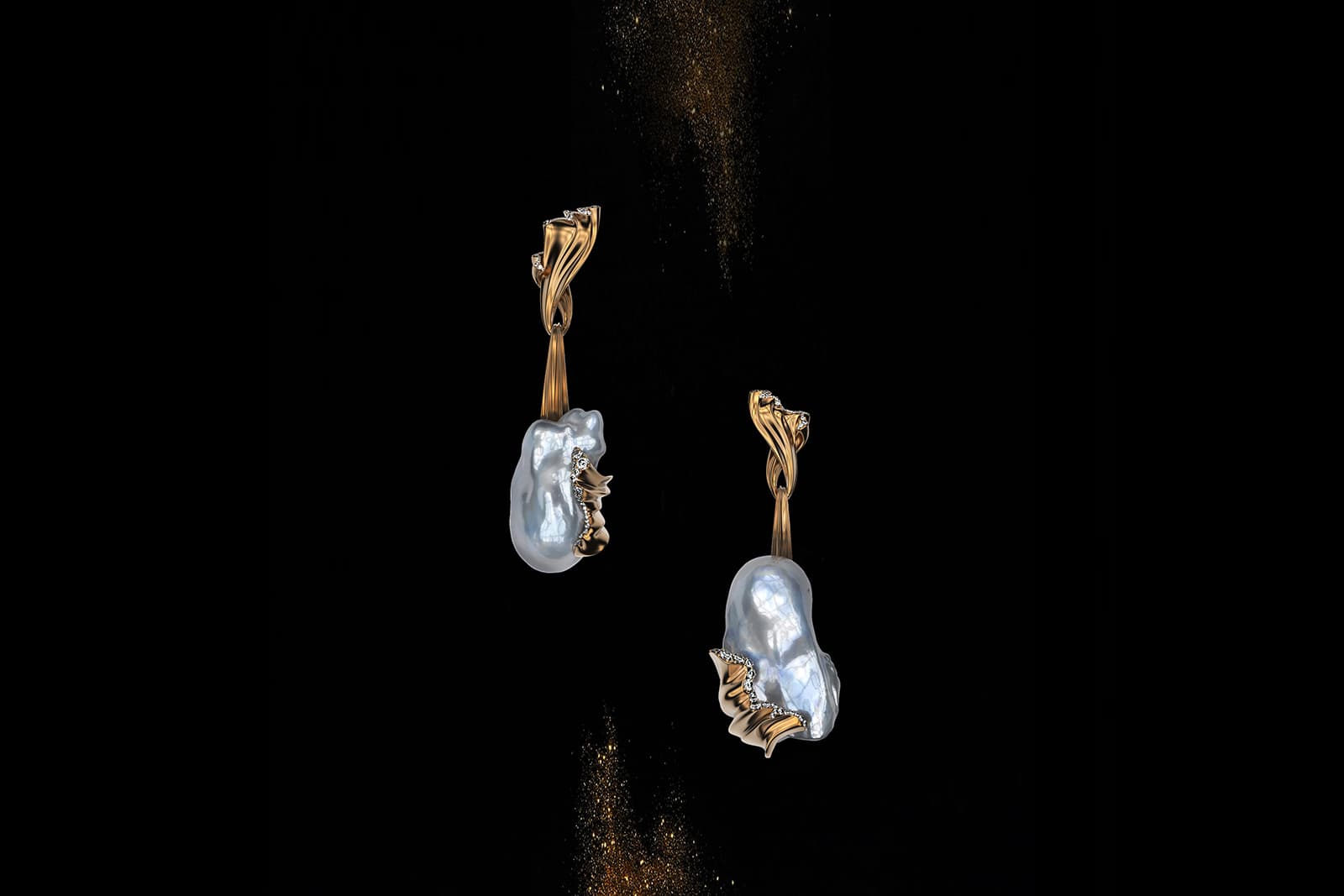  Dennis Song’s unique aesthetic shines through in these Ming Song Haute Joaillerie La Soie IV earrings with natural baroque pearls and diamonds
