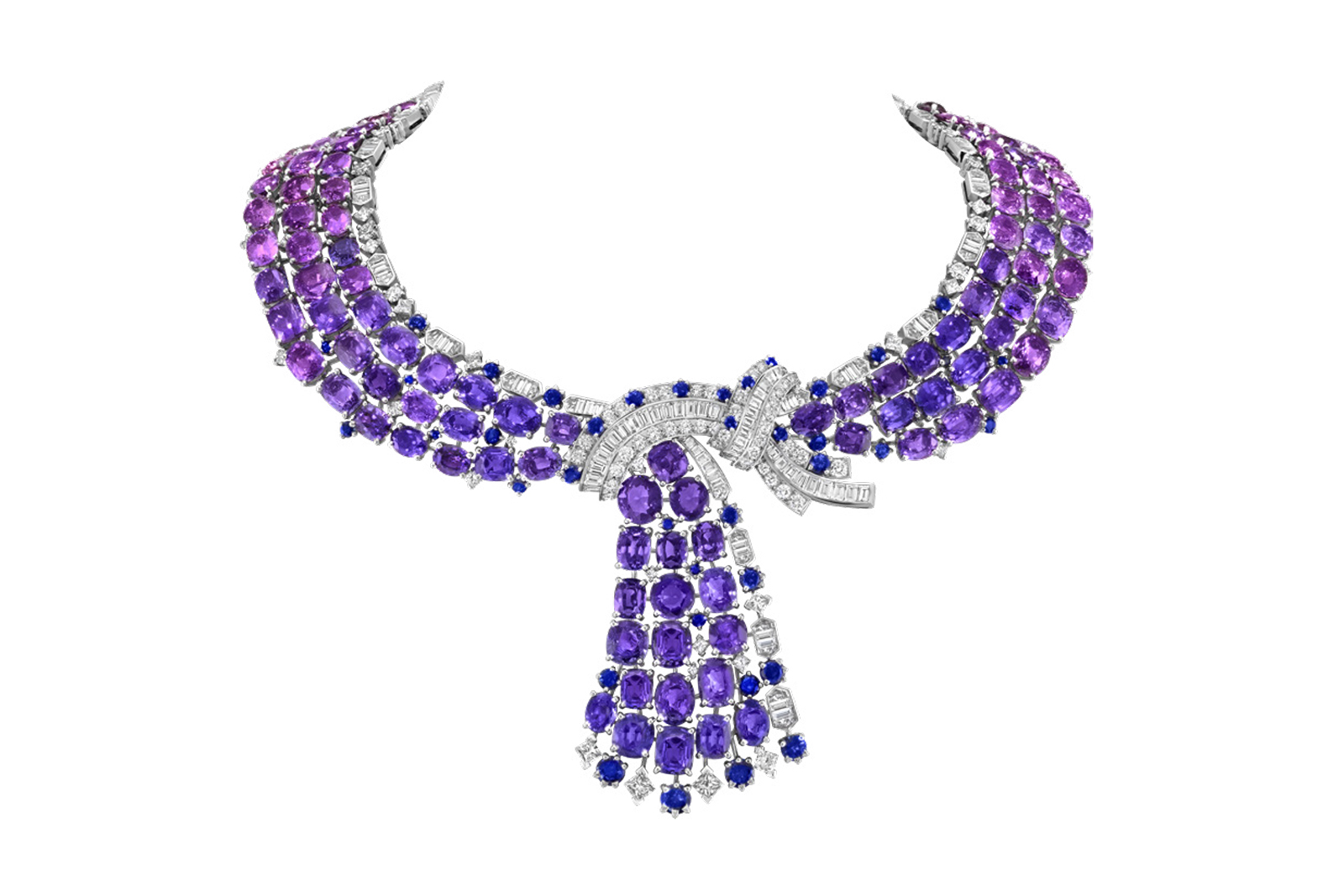 Van Cleef & Arpels Antennae reversible necklace with 417 carats of pink and mauve Madagascan sapphires, plus rubies and diamonds, from the Sous les Étoiles high jewellery collection