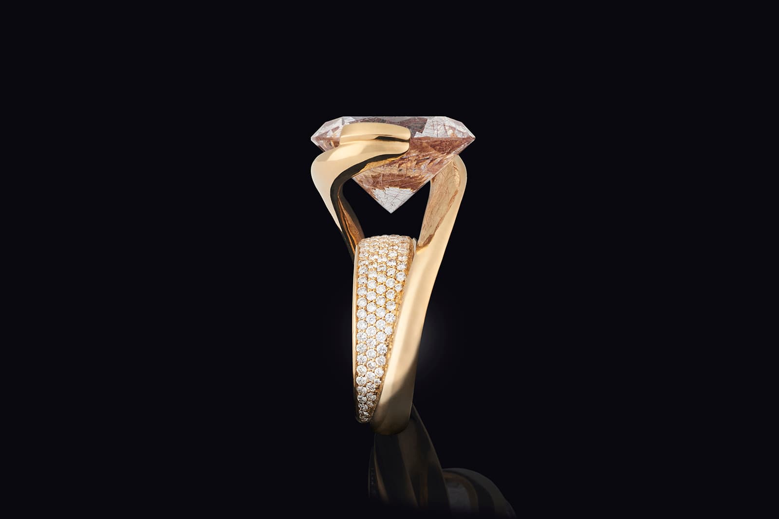  The height and proportions of a Gers Jewellery ring  with pink quartz and diamonds