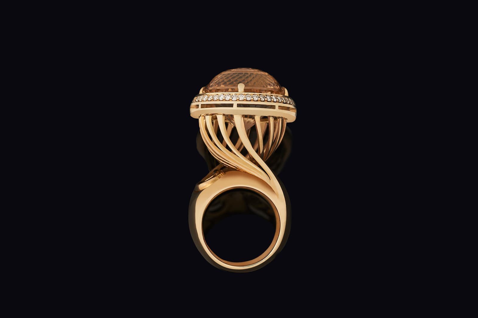  Gers Jewellery ring with smoky topaz and diamonds in yellow gold