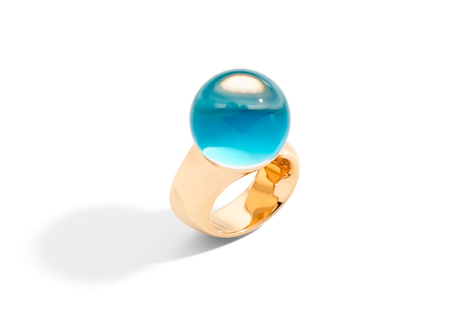  Vhernier Re Sole ring with a sphere of turquoise in rose gold 