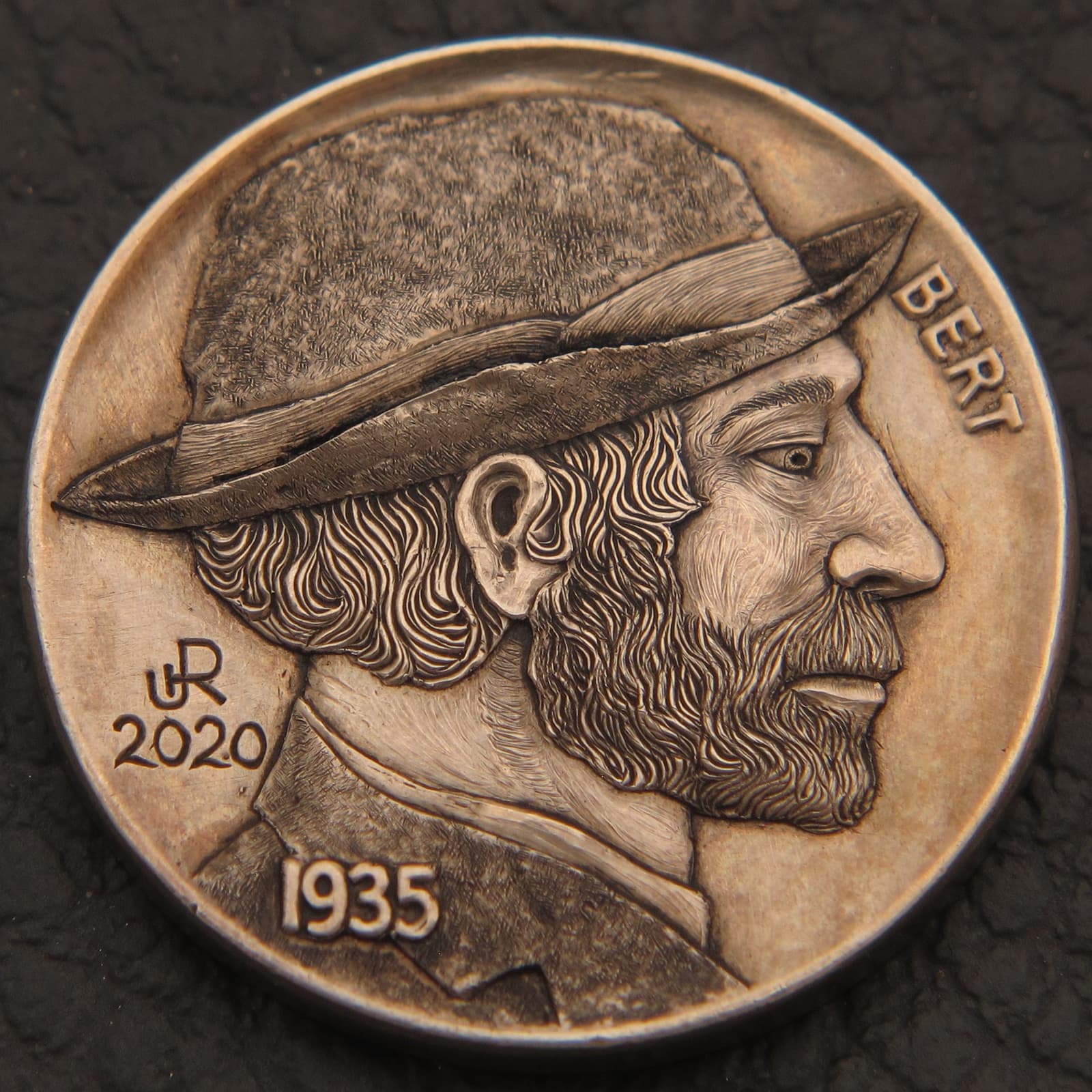  Joshua Ranger 'Ho Bo' hand-carved 1935 buffalo nickel