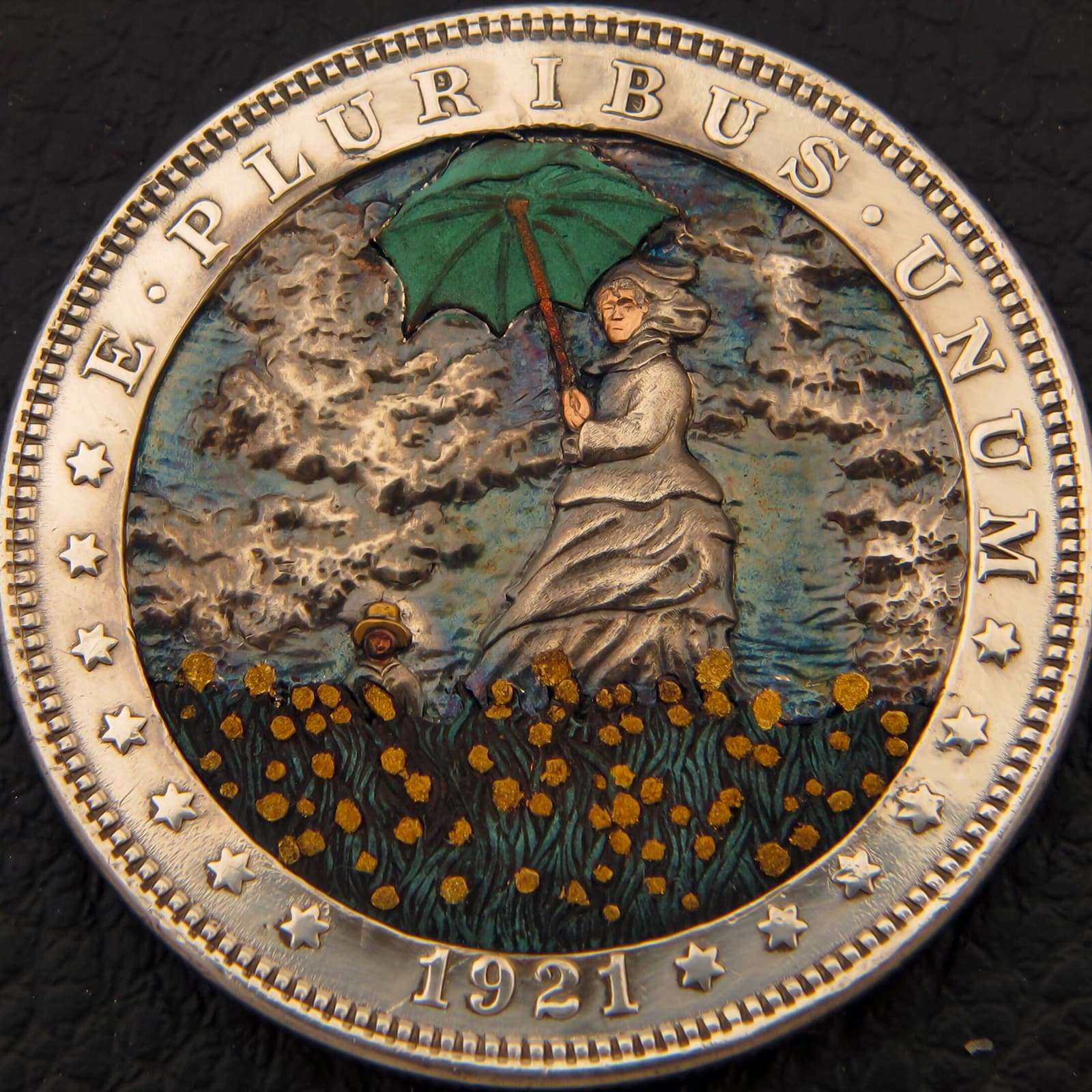  Joshua Ranger hand-engraved miniature scene on a coin 