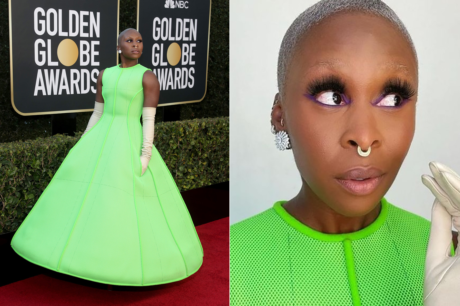 Cynthia Erico in Wempe Spotlight earrings at the Golden Globe Awards 2021