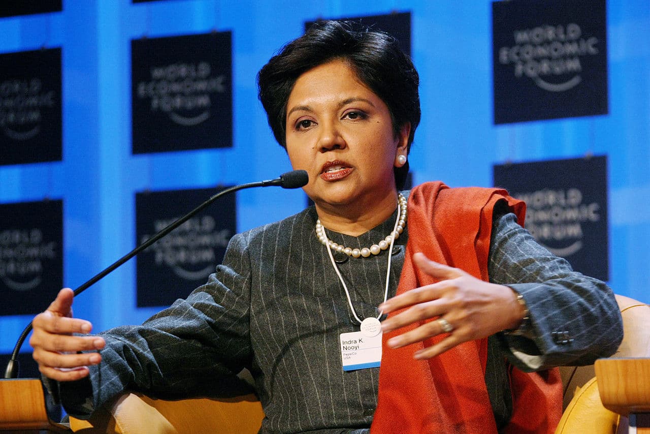  Indra Nooyi was often seen at public events wearing single and double strand pearl necklaces 
