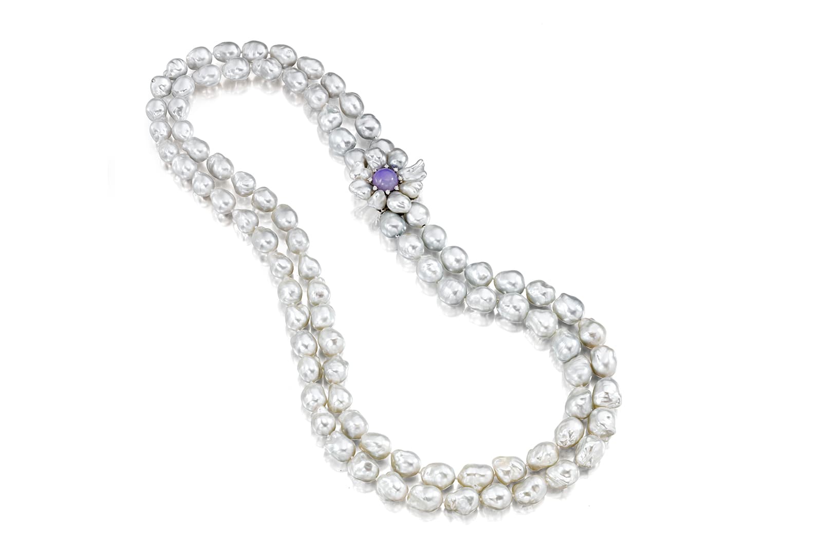  A double strand baroque pearl necklace by Assael