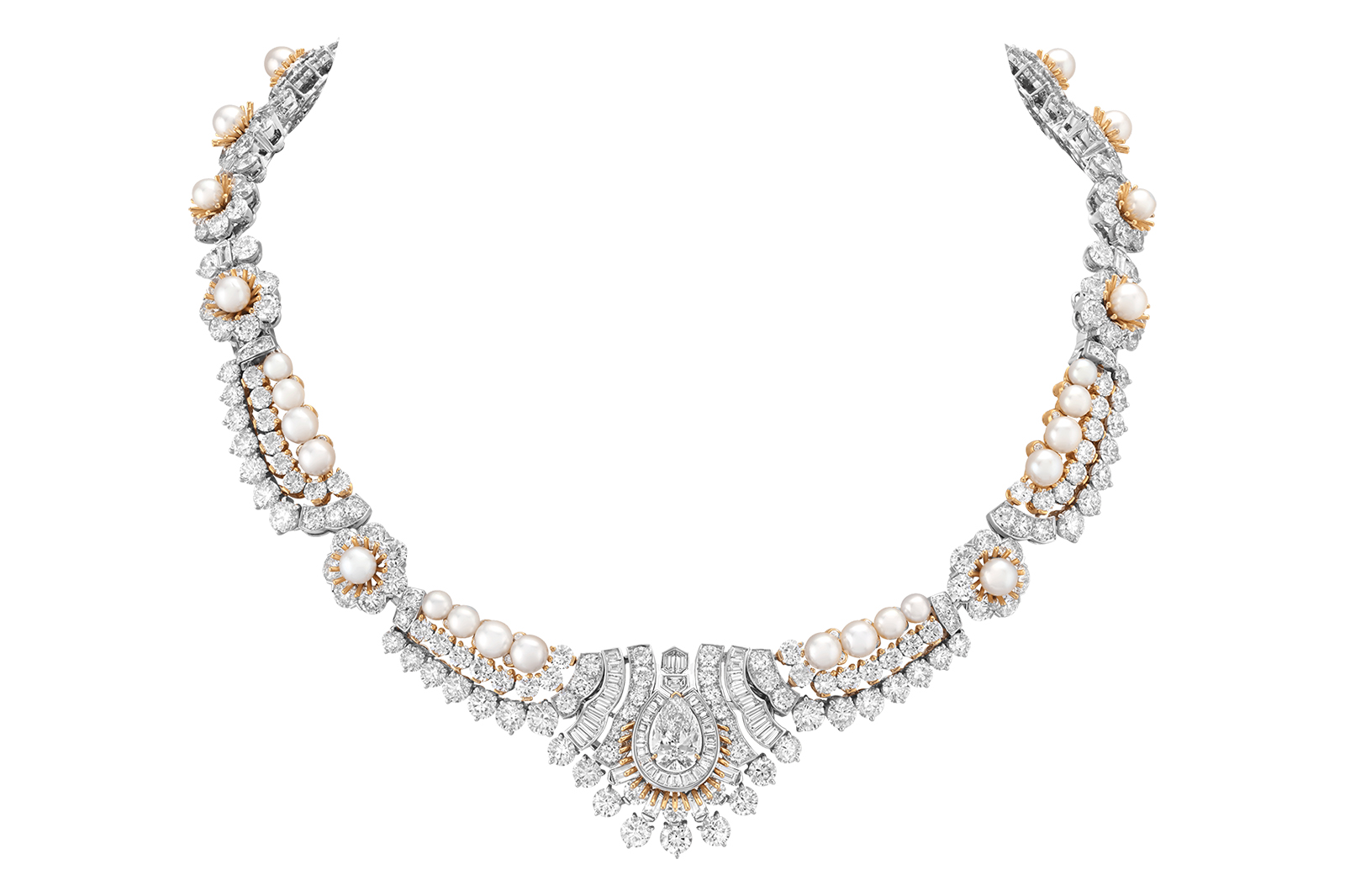  Van Cleef & Arpels Helios transformable necklace with 50.38 carats of yellow sapphire, pearls and diamonds