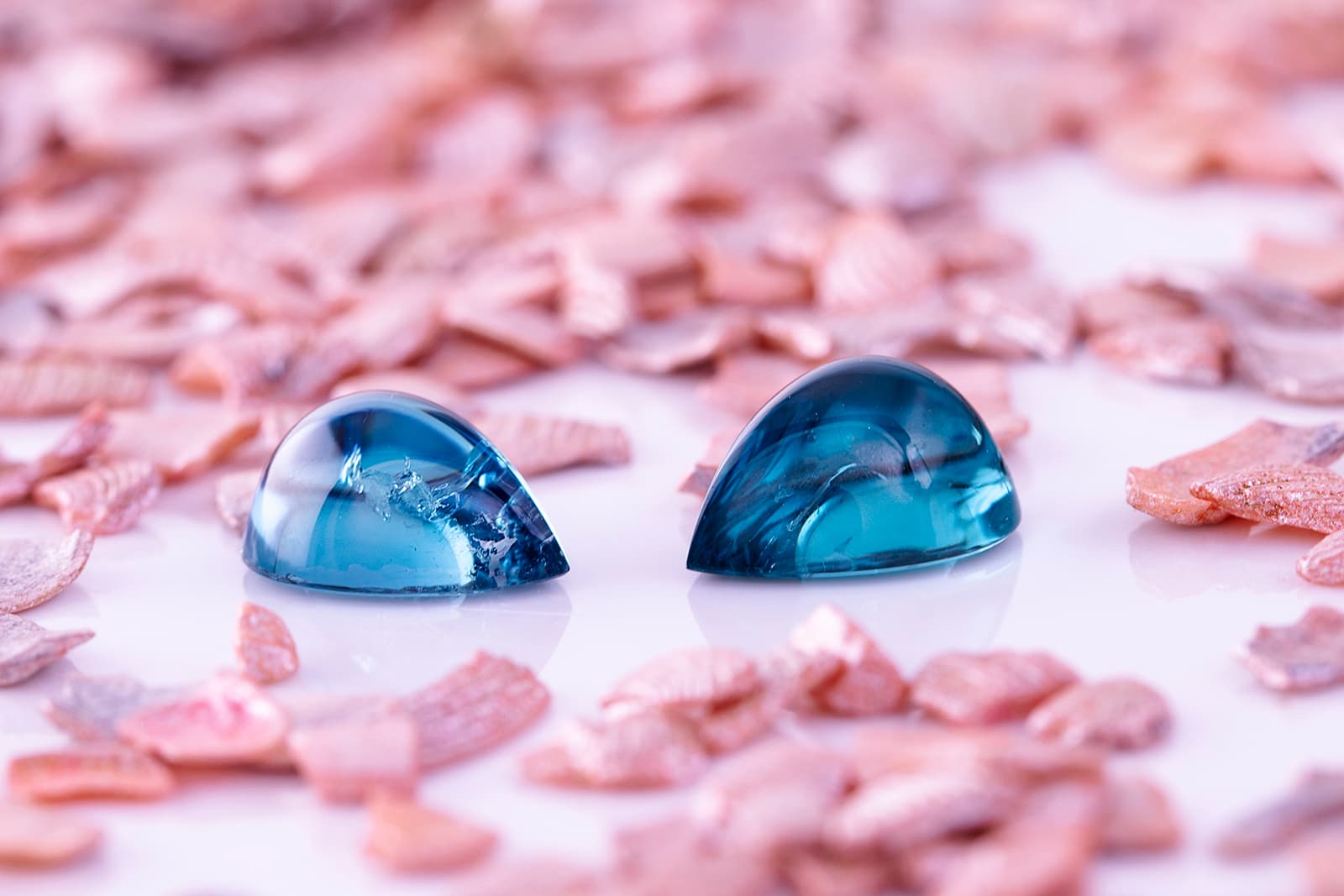  A pair of bright blue cabochons from Gebrüder Meelis