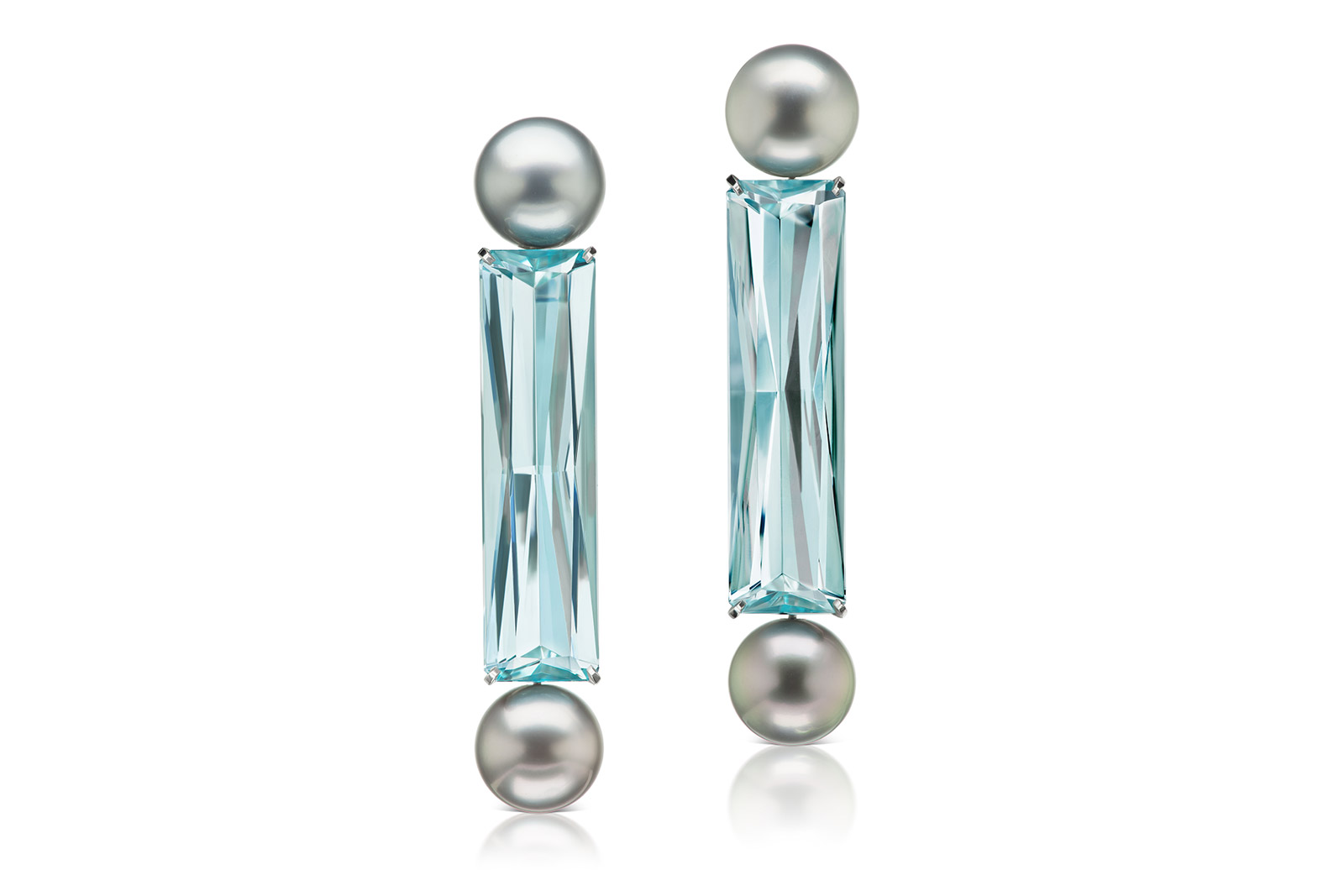  Assael Tahitian pearl and aquamarines earrings