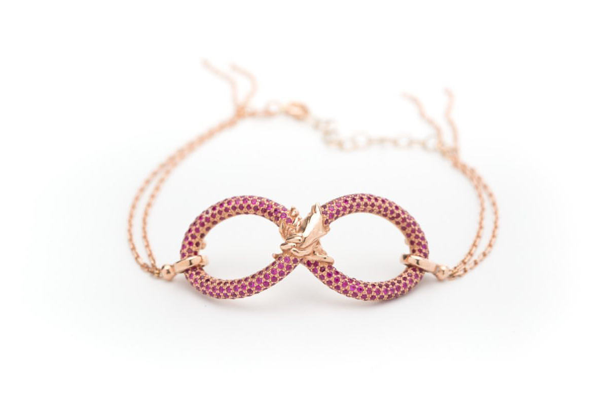  Lorenzo Quinn Infinite Love bracelet in rose gold with rubies 