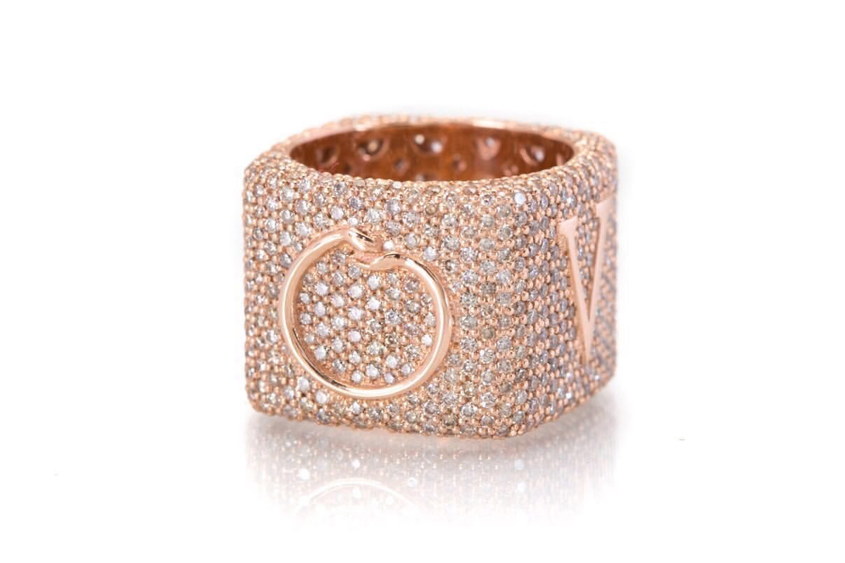  Two World ring in 18k rose gold with pavé diamonds by Lorenzo Quinn