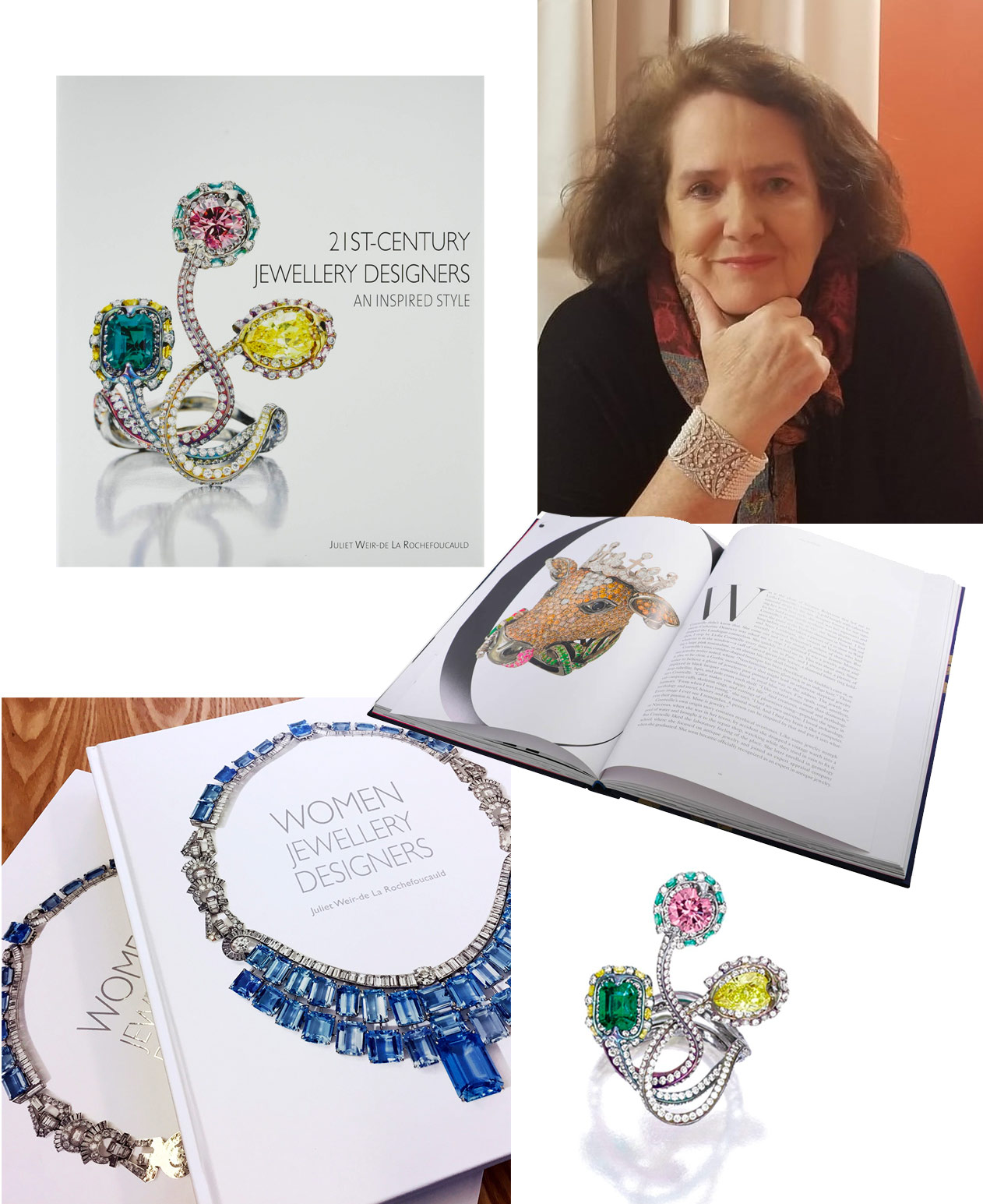 Juliet Weir-de La Rochefoucauld has written notable books including 21st Century Jewellery Designers - An Inspired Style