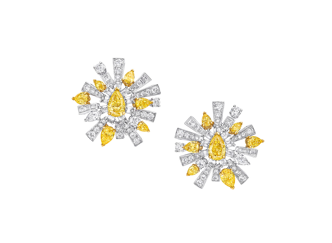  A pair of earrings with 15 carats of yellow and white diamonds from the Graff Tribal High Jewellery Collection
