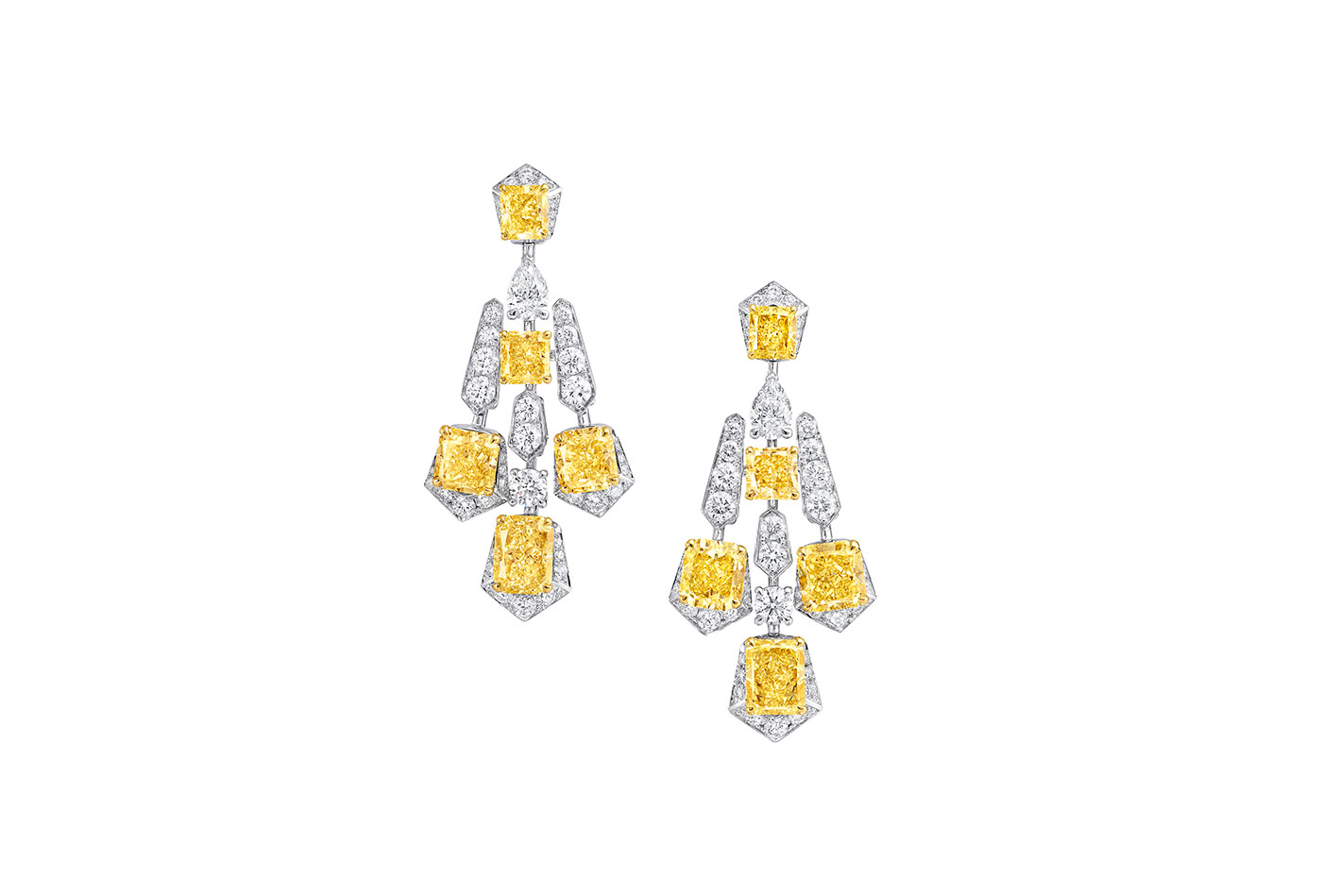  A pair of yellow and white diamond earrings from the Graff Tribal High Jewellery Collection