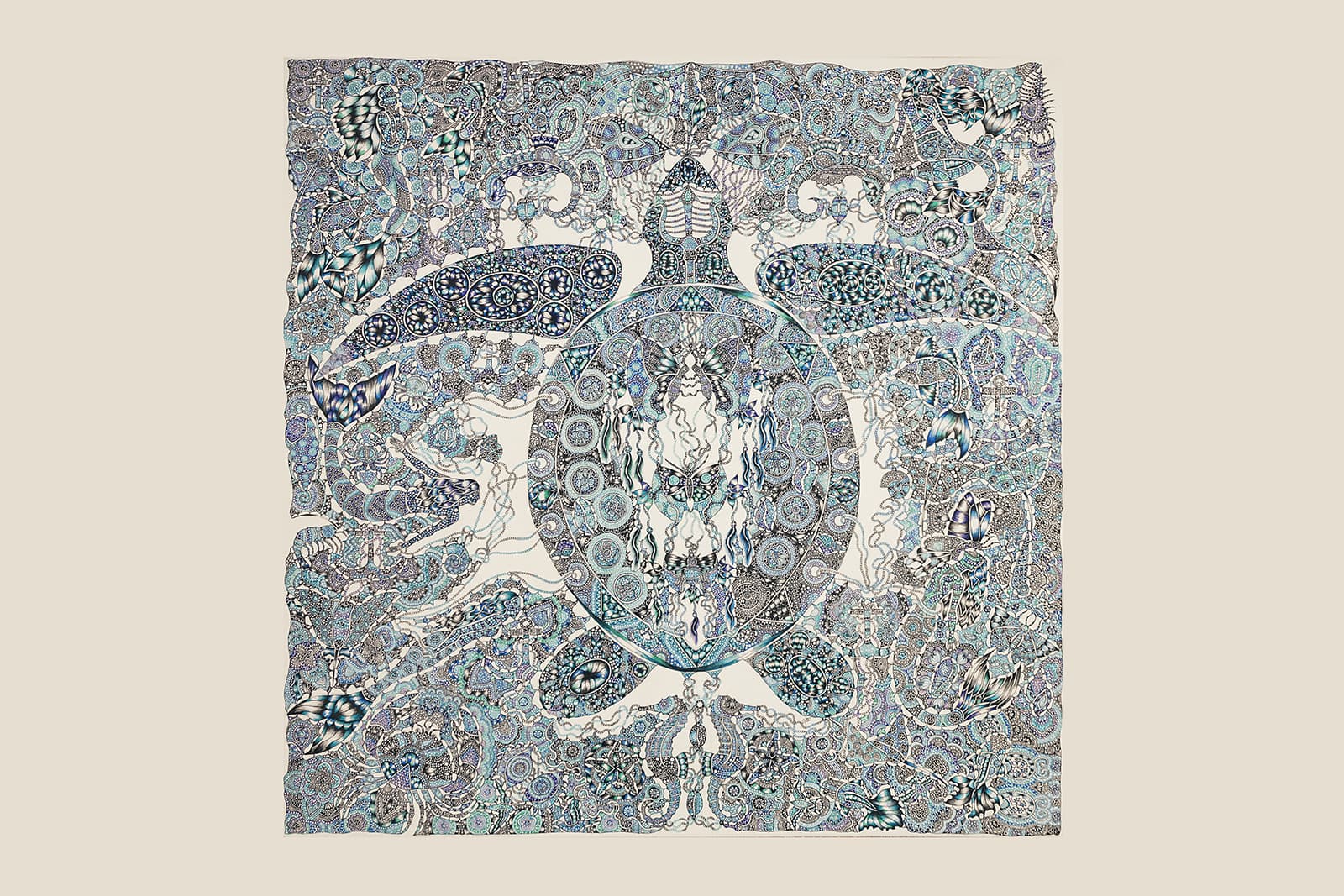 'Threenbc' drawing by Emeline Piot with black and coloured pens on white cardboard