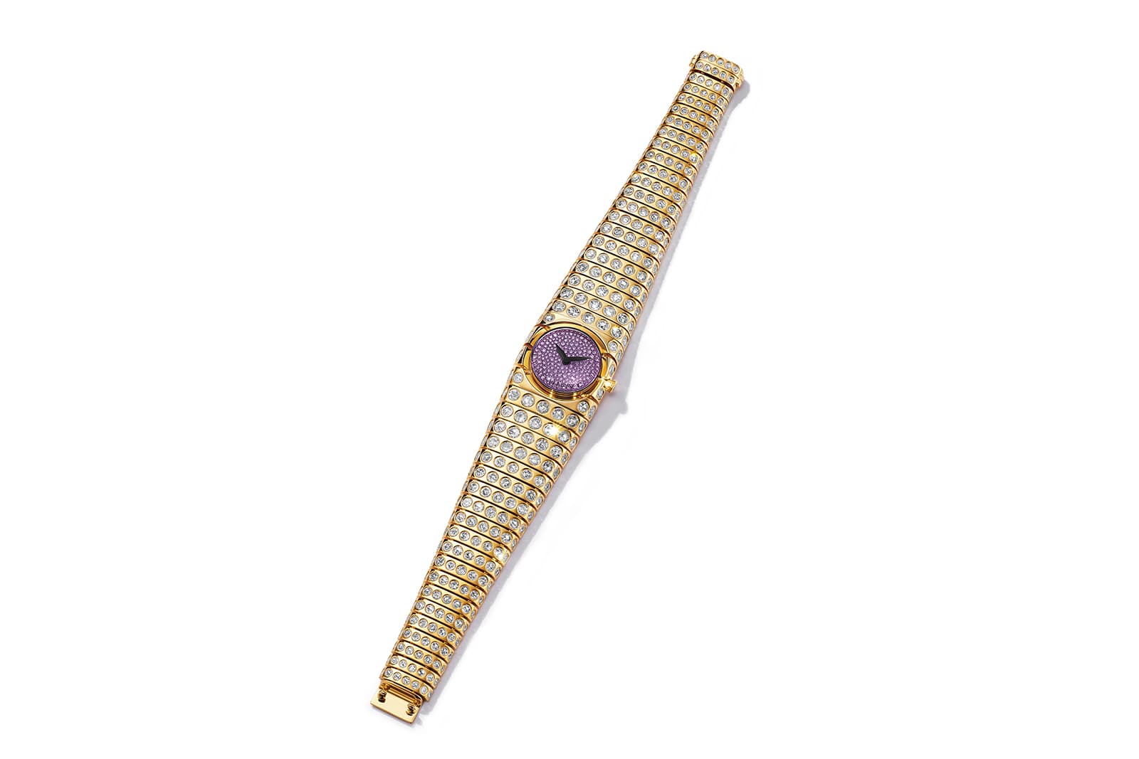  Tiffany & Co. Sea watch from the Colors of Nature High Jewellery Collection in 18k yellow gold with rose- cut and round brilliant diamonds and natural amethyst cabochon crystal