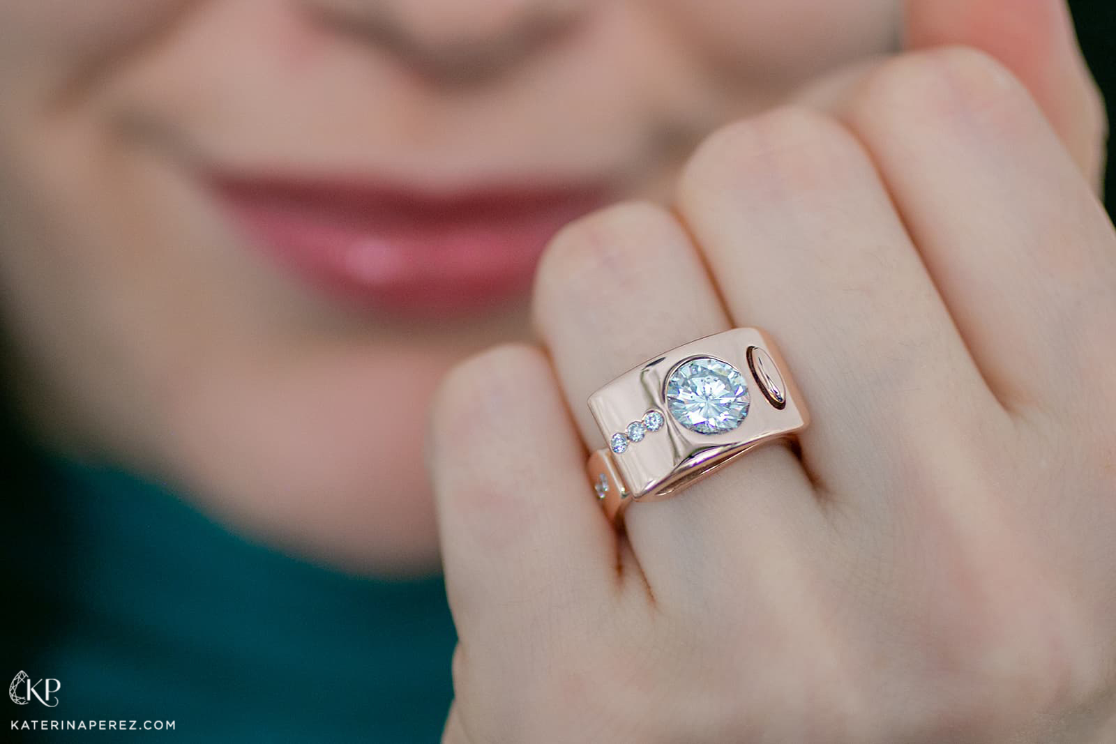 Annette Girardon's own diamond ring set in rose gold