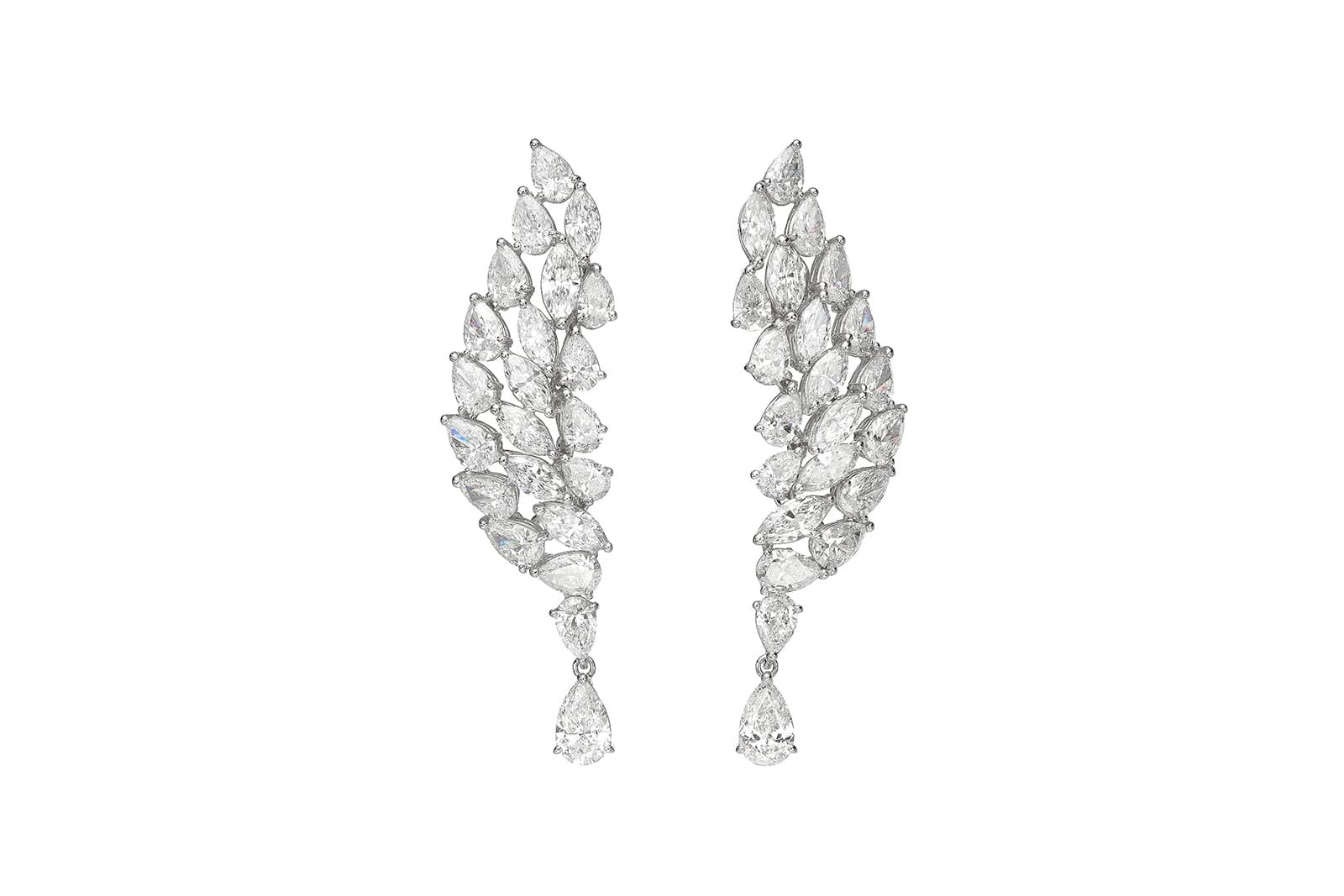  Butani 18k white gold earrings with 16.40 carats of marquise and pear-shaped diamonds