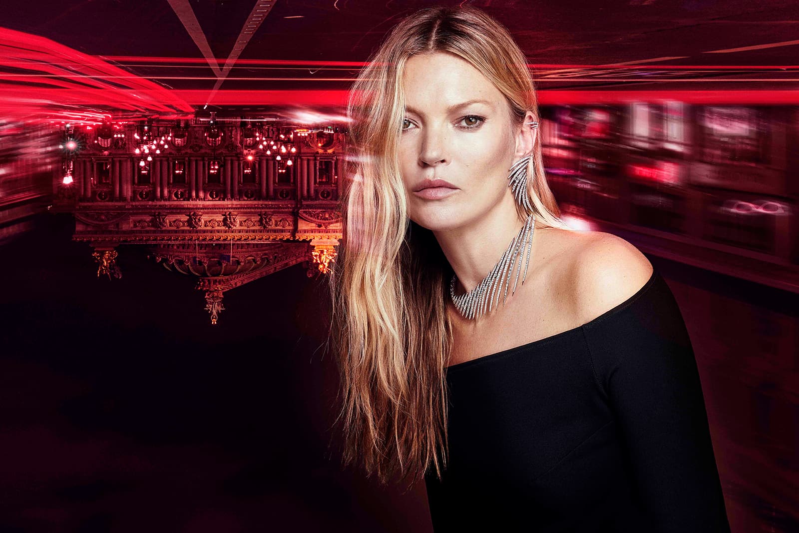 Messika x Kate Moss Collection earrings and necklace inspired by feathers