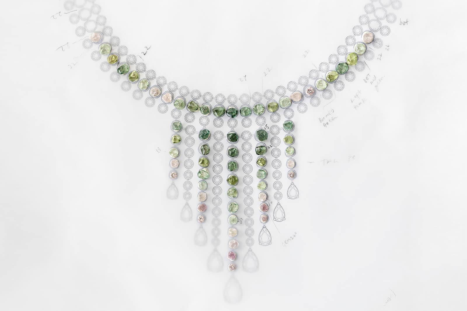  The De Beers Okavango Grace High Jewellery necklace with rough and polished diamonds